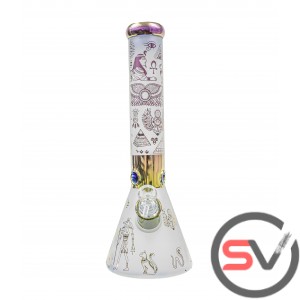 EGYPTIAN SYMBOLS FROSTED GLASS WATER PIPE 14inch